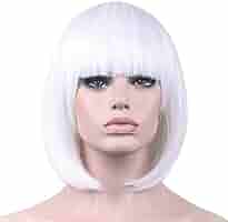 ReFa PERFECT BANGS ホワイト White Bob Wigs with Bangs - Orgwigs